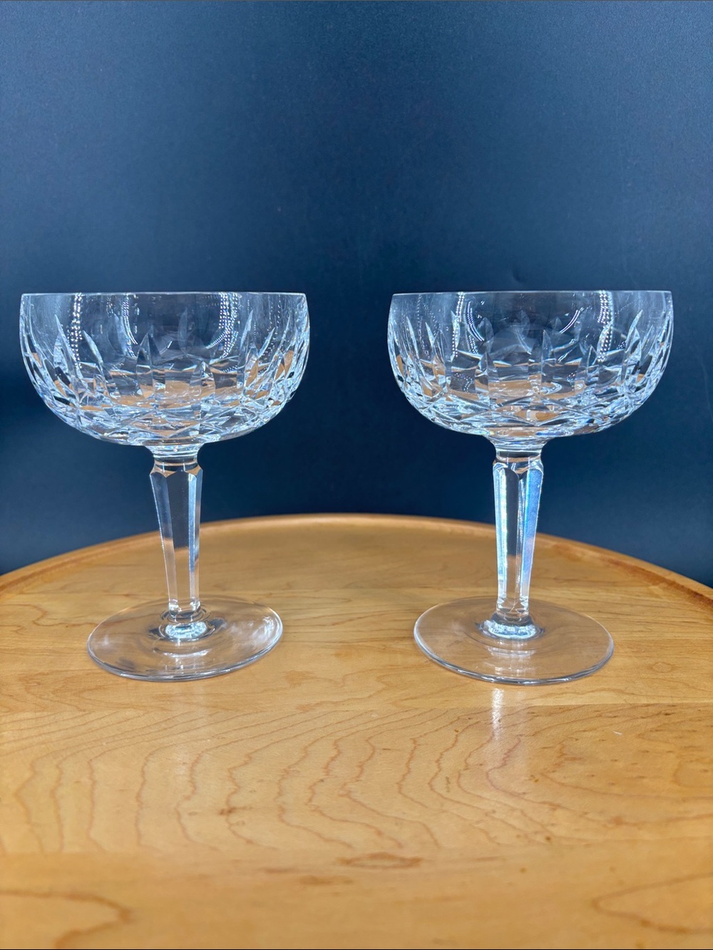 Vintage Waterford crystal Kildare champagne coupes / tall sherbet pair